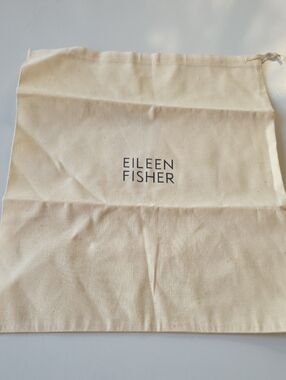 Eileen Fisher Natural Canvas Drawstring Dust Bag with Logo.